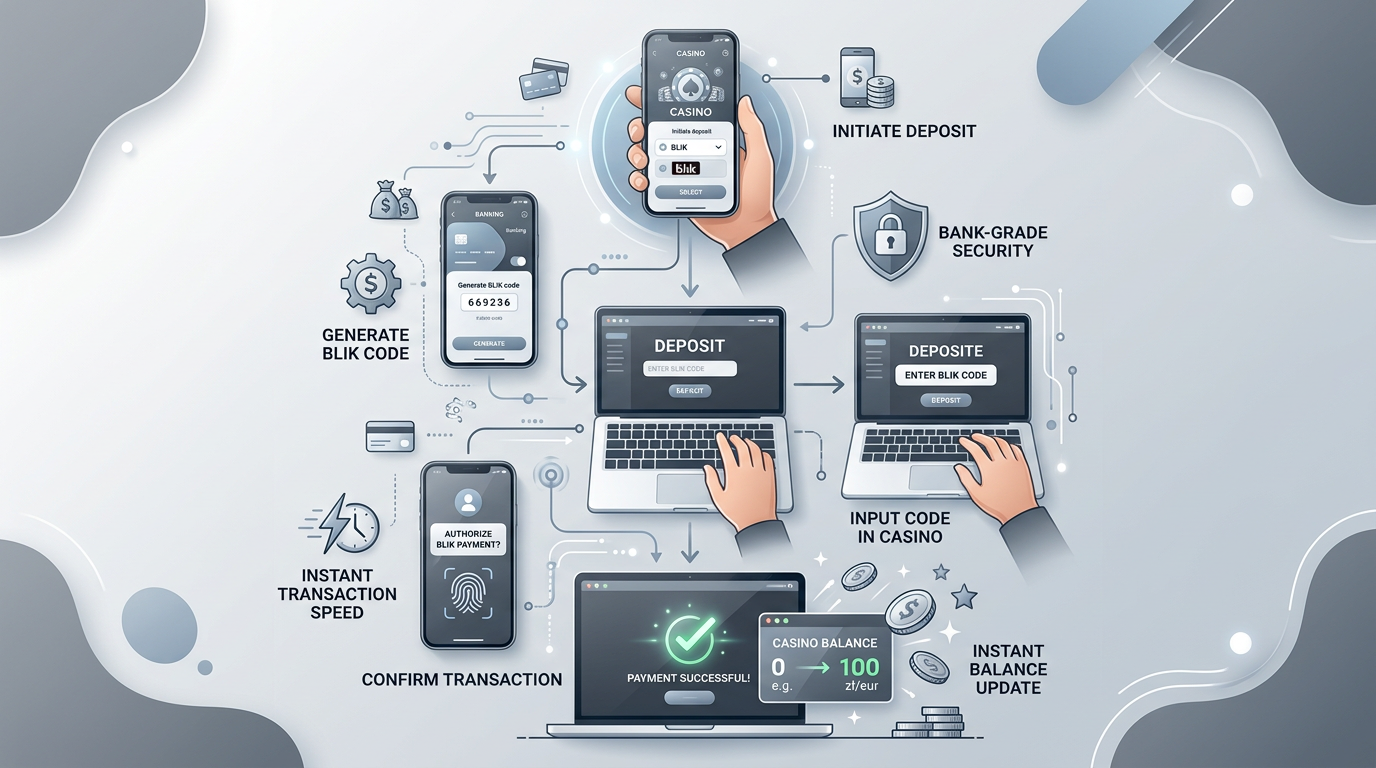 Infografika procesu płatności BLIK w kasynie online